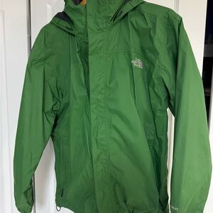 The North Face Forest Green Hooded Rain Shell